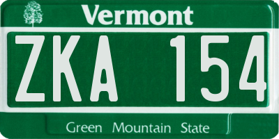 VT license plate ZKA154