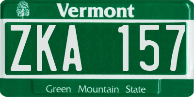 VT license plate ZKA157