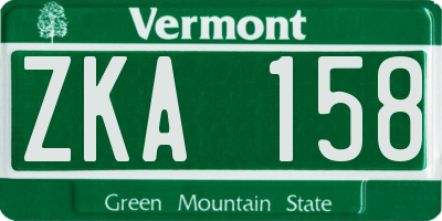 VT license plate ZKA158