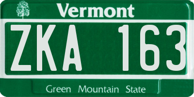 VT license plate ZKA163