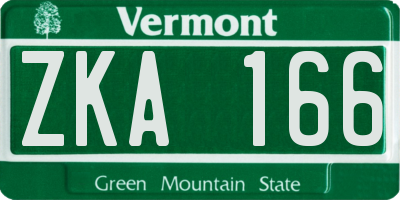 VT license plate ZKA166