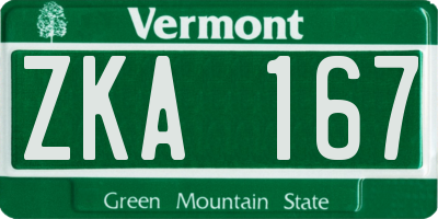 VT license plate ZKA167