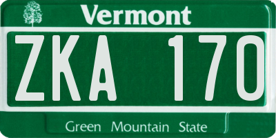 VT license plate ZKA170