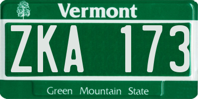 VT license plate ZKA173