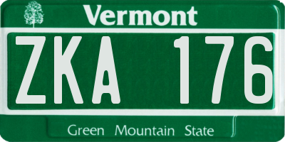 VT license plate ZKA176