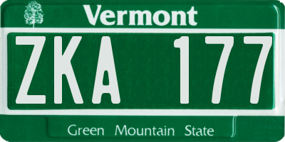 VT license plate ZKA177