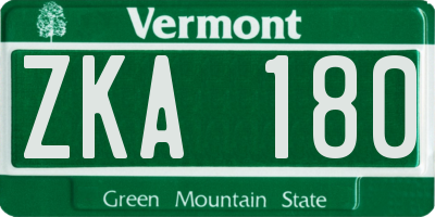 VT license plate ZKA180