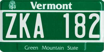 VT license plate ZKA182