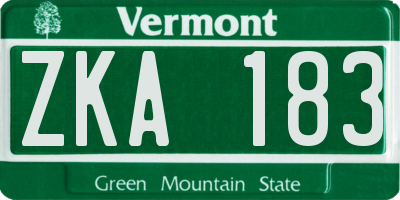 VT license plate ZKA183