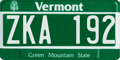 VT license plate ZKA192