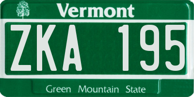 VT license plate ZKA195
