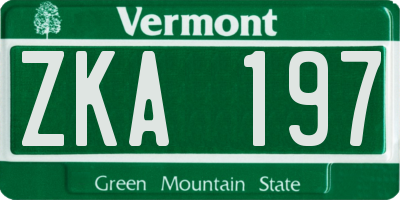 VT license plate ZKA197