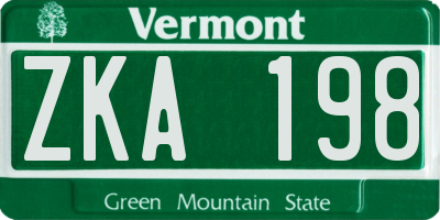 VT license plate ZKA198