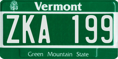 VT license plate ZKA199