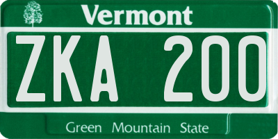 VT license plate ZKA200