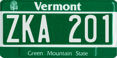 VT license plate ZKA201