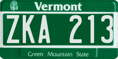 VT license plate ZKA213