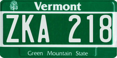 VT license plate ZKA218