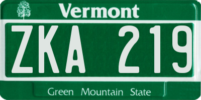 VT license plate ZKA219