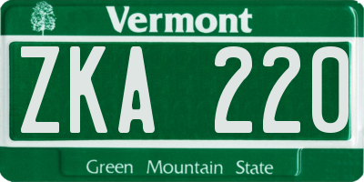 VT license plate ZKA220