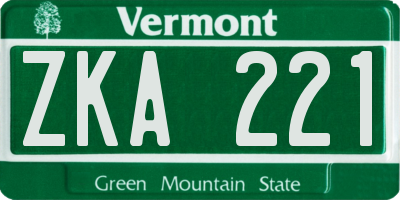 VT license plate ZKA221