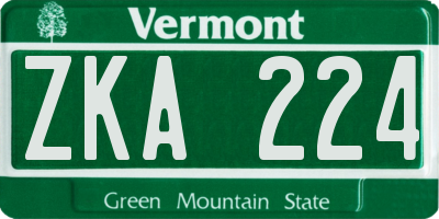VT license plate ZKA224