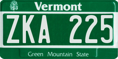 VT license plate ZKA225