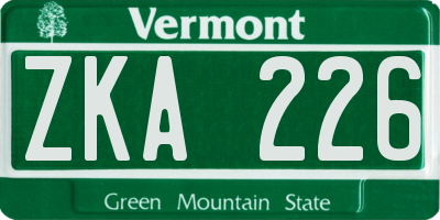 VT license plate ZKA226