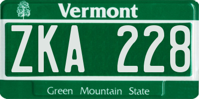 VT license plate ZKA228