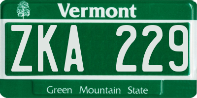 VT license plate ZKA229