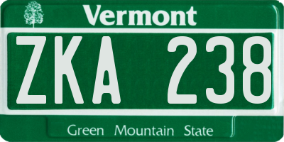 VT license plate ZKA238