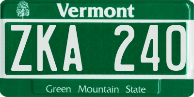 VT license plate ZKA240