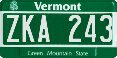 VT license plate ZKA243