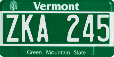 VT license plate ZKA245