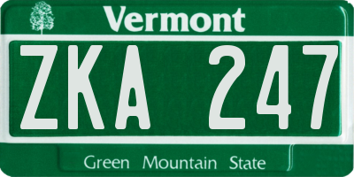 VT license plate ZKA247