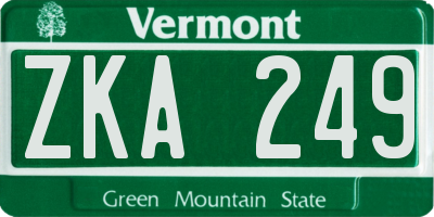VT license plate ZKA249