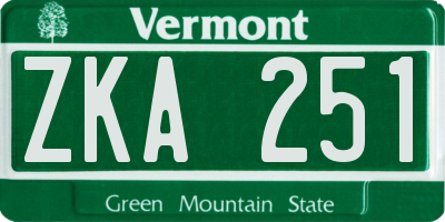 VT license plate ZKA251
