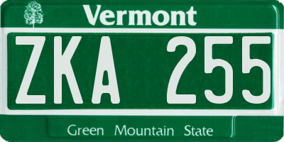 VT license plate ZKA255
