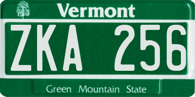 VT license plate ZKA256