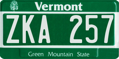VT license plate ZKA257
