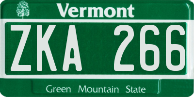 VT license plate ZKA266