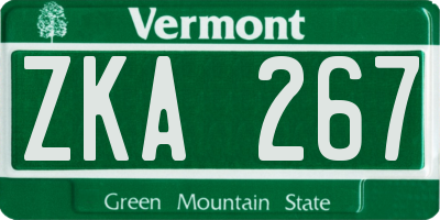 VT license plate ZKA267