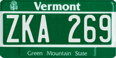 VT license plate ZKA269