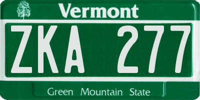 VT license plate ZKA277