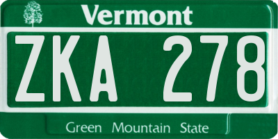 VT license plate ZKA278