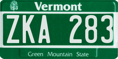 VT license plate ZKA283