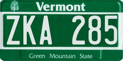 VT license plate ZKA285