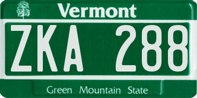 VT license plate ZKA288