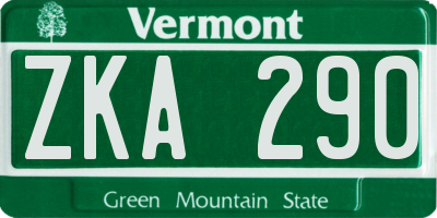 VT license plate ZKA290