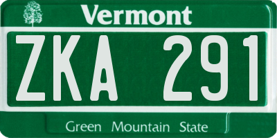VT license plate ZKA291